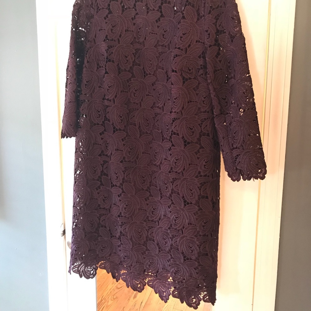 Burgundy lace shift dress